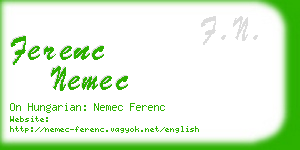 ferenc nemec business card